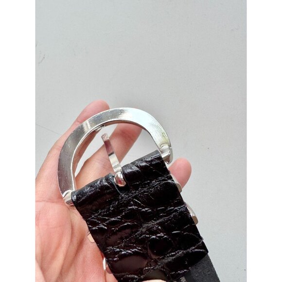 NWT ZARA Black Croc Embossed Leather Hip Belt, Size 85 - Picture 5 of 10